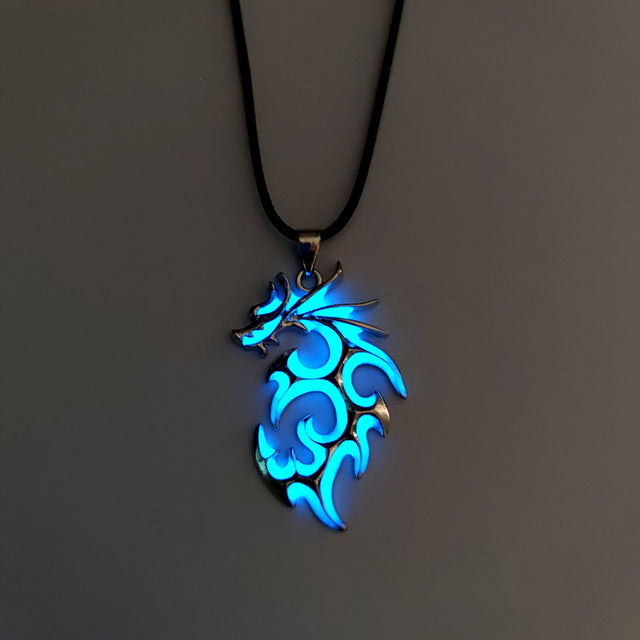 Antique Glow Dragon Pendant Necklace