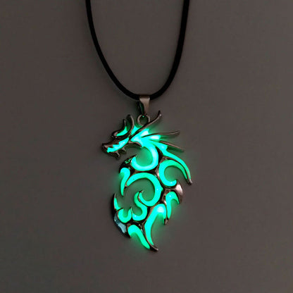 Antique Glow Dragon Pendant Necklace - Fesara