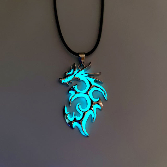 Antique Glow Dragon Pendant Necklace