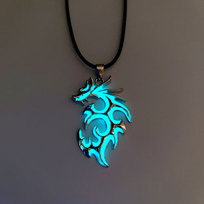 Antique Glow Dragon Pendant Necklace