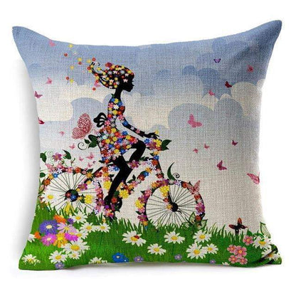 Colorful Bird Tree of Life Pattern Throw Pillow Cover