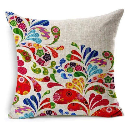 Colorful Bird Tree of Life Pattern Throw Pillow Cover