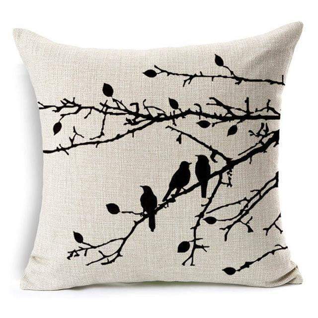 Colorful Bird Tree of Life Pattern Throw Pillow Cover