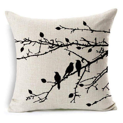 Colorful Bird Tree of Life Pattern Throw Pillow Cover