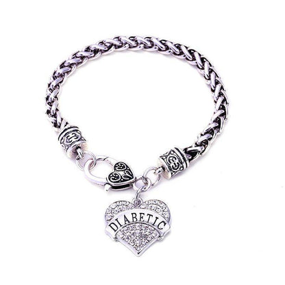 Women's Medical Alert ID Bracelet with Crystal Charm - Fesara