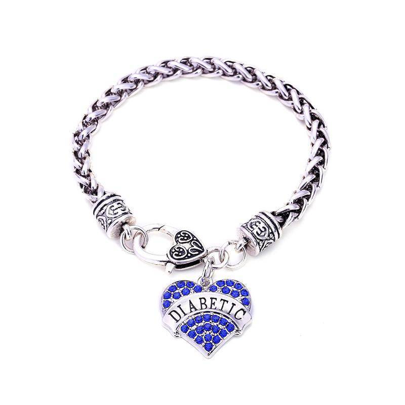 Women's Medical Alert ID Bracelet with Crystal Charm