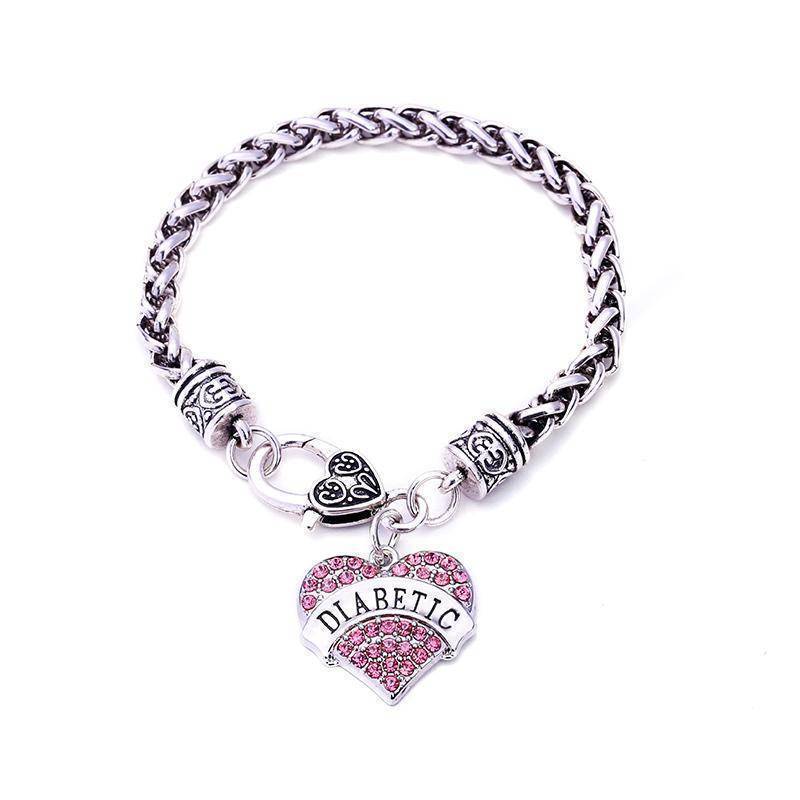 Women's Medical Alert ID Bracelet with Crystal Charm