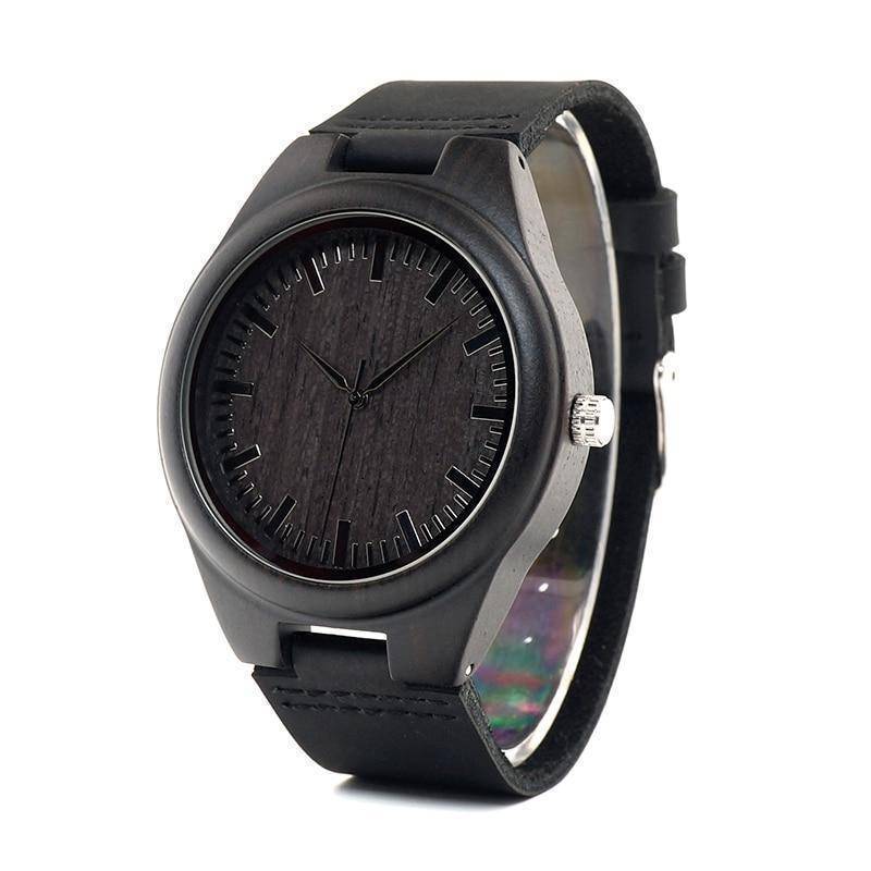 Men's Classic Wooden Watch with Genuine Leather Strap