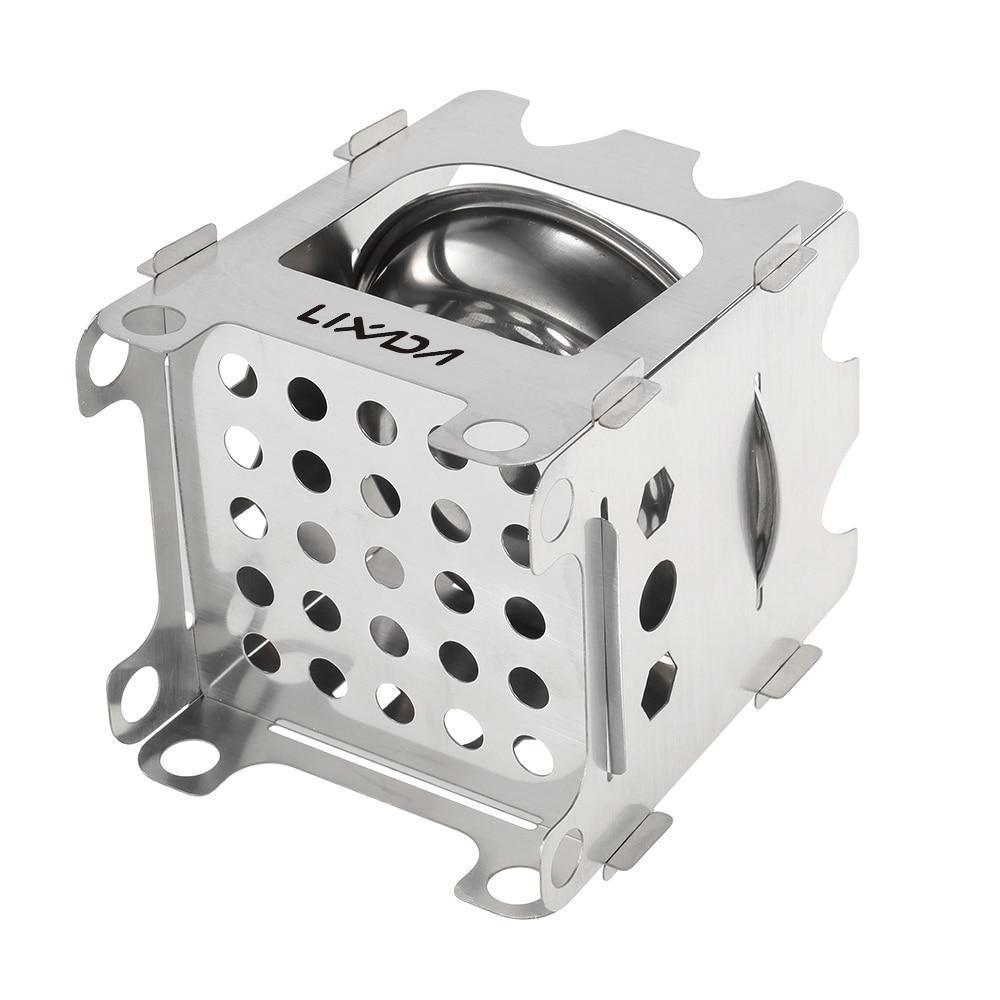 Portable Folding Camp Stove with Alcohol Burner Stainless Steel