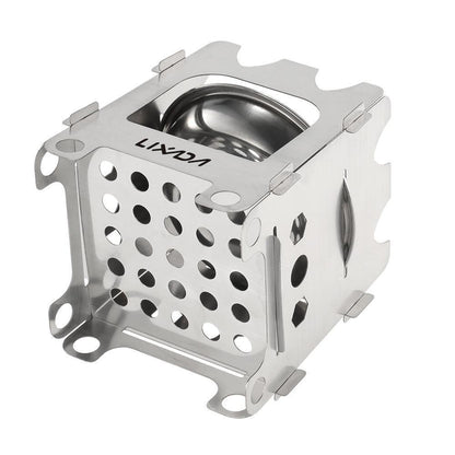 Portable Folding Camp Stove with Alcohol Burner Stainless Steel