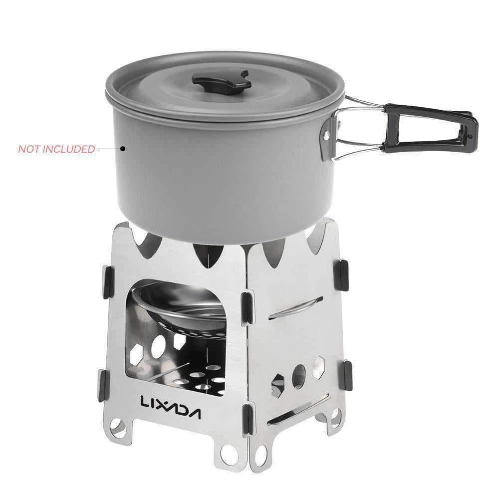 Portable Folding Camp Stove with Alcohol Burner Stainless Steel