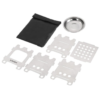 Portable Folding Camp Stove with Alcohol Burner Stainless Steel