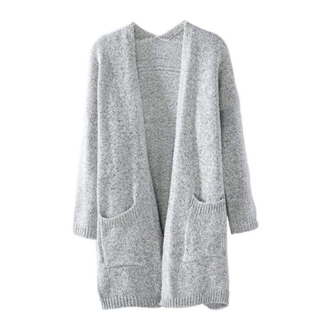 Cozy Grey Oversized Knit Cardigan Sweater
