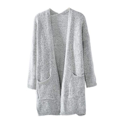 Cozy Grey Oversized Knit Cardigan Sweater