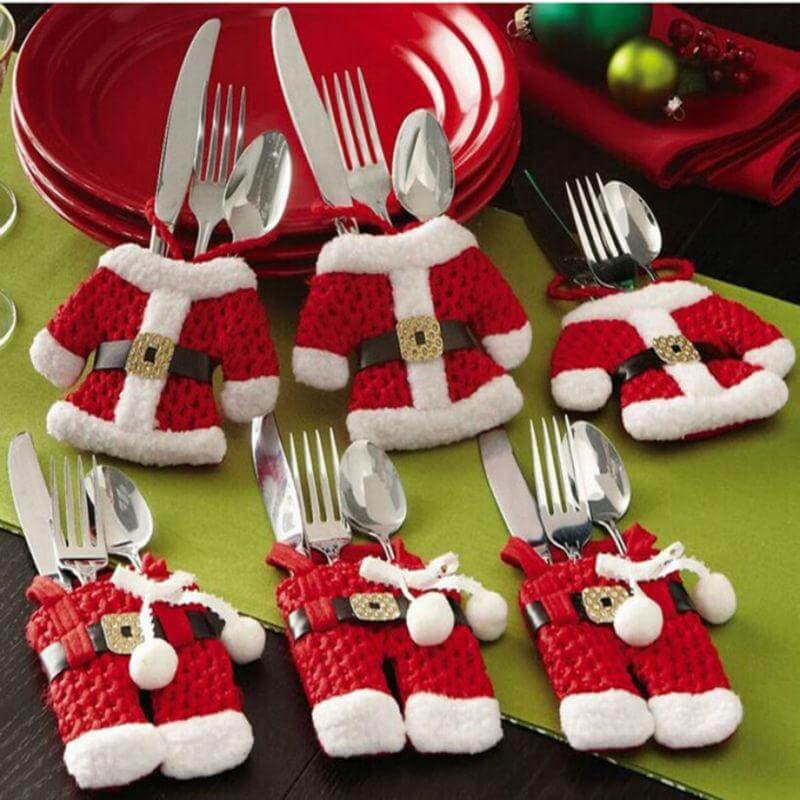 Holiday Christmas Silverware Gift Holders Set of 6 - Fesara