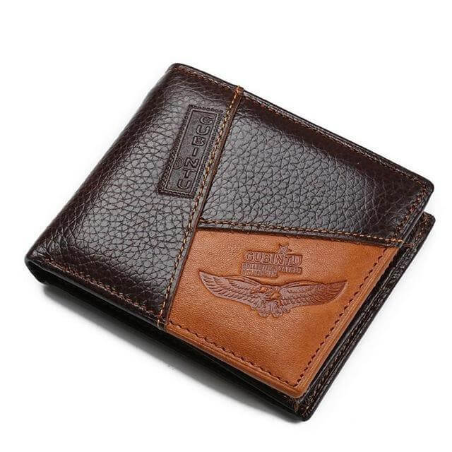 Authentic Leather Mens Wallet with Zipper Coin Pouch