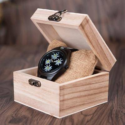 Natural Bamboo Wood Ladies Watch with Floral Face