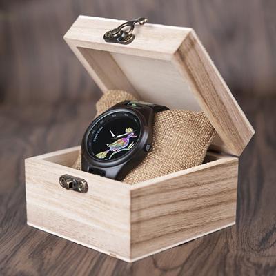 Natural Bamboo Wood Ladies Watch with Floral Face