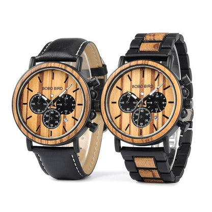 Brown Wooden Men's Stainless Steel Quartz Watch