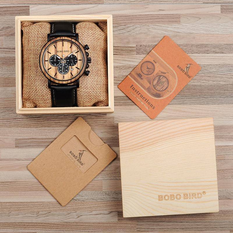 Brown Wooden Men's Stainless Steel Quartz Watch