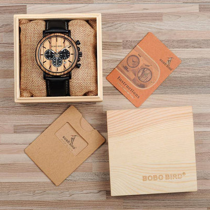 Brown Wooden Men's Stainless Steel Quartz Watch