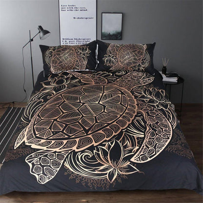 Soft Gold Turtle Pattern Bedding Set - Fesara