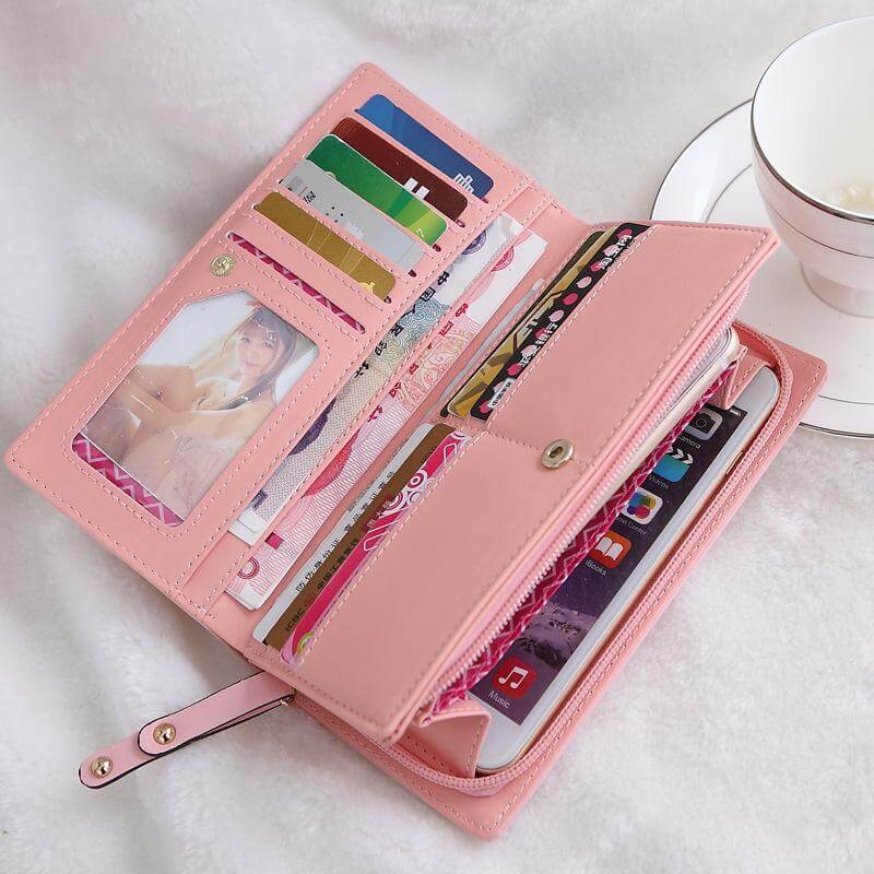 Stylish Cat Embroidered Zip Wallet