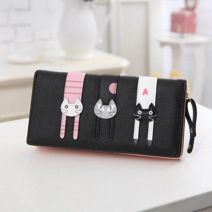 Stylish Cat Embroidered Zip Wallet