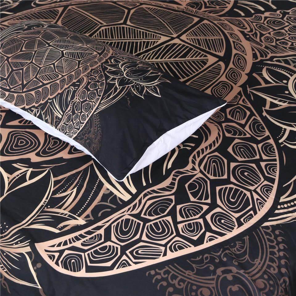 Soft Gold Turtle Pattern Bedding Set