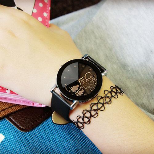 Elegant Ladies Leather Black Designer Watch