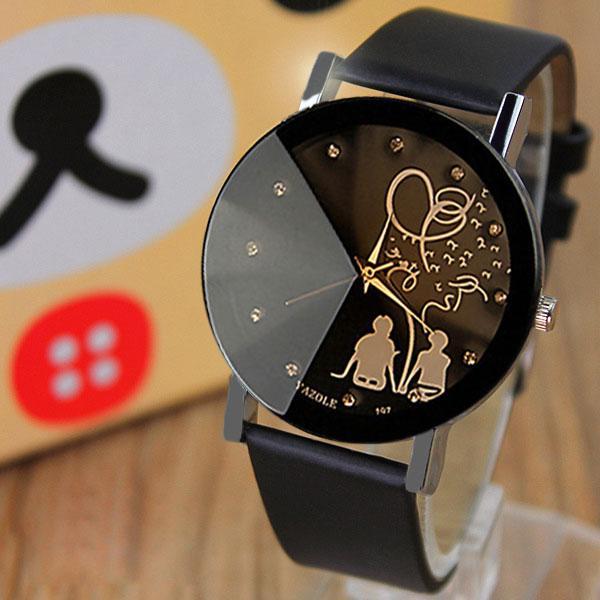 Elegant Ladies Leather Black Designer Watch - Fesara