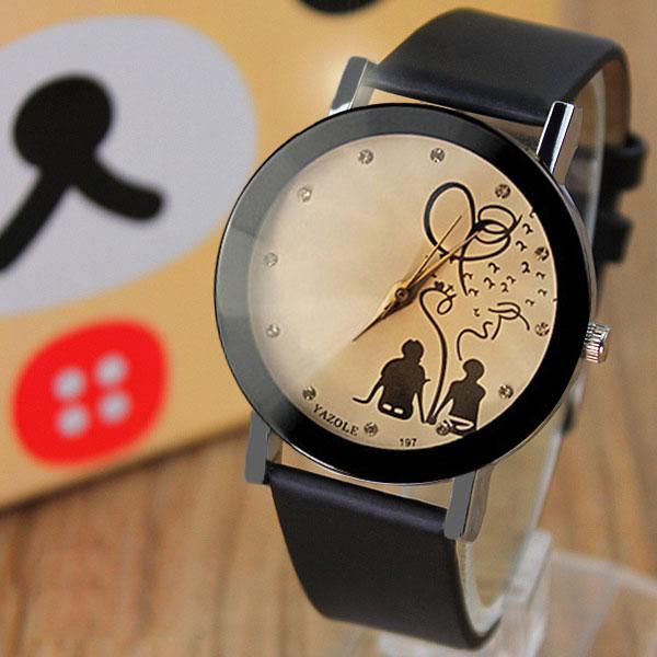 Elegant Ladies Leather Black Designer Watch