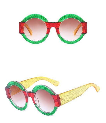 Stylish Red Green Circle Shade Sunglasses