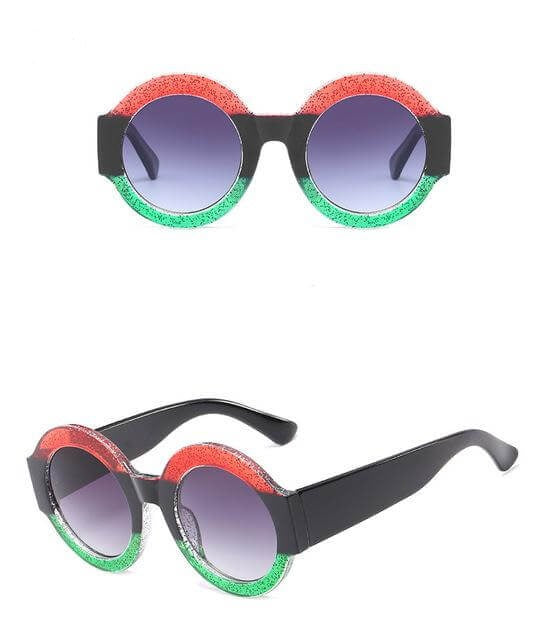 Stylish Red Green Circle Shade Sunglasses