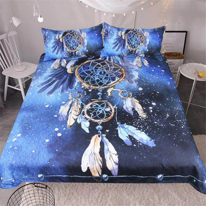 Blue Dreamcatcher Pattern 3PC Bedding Set - Fesara