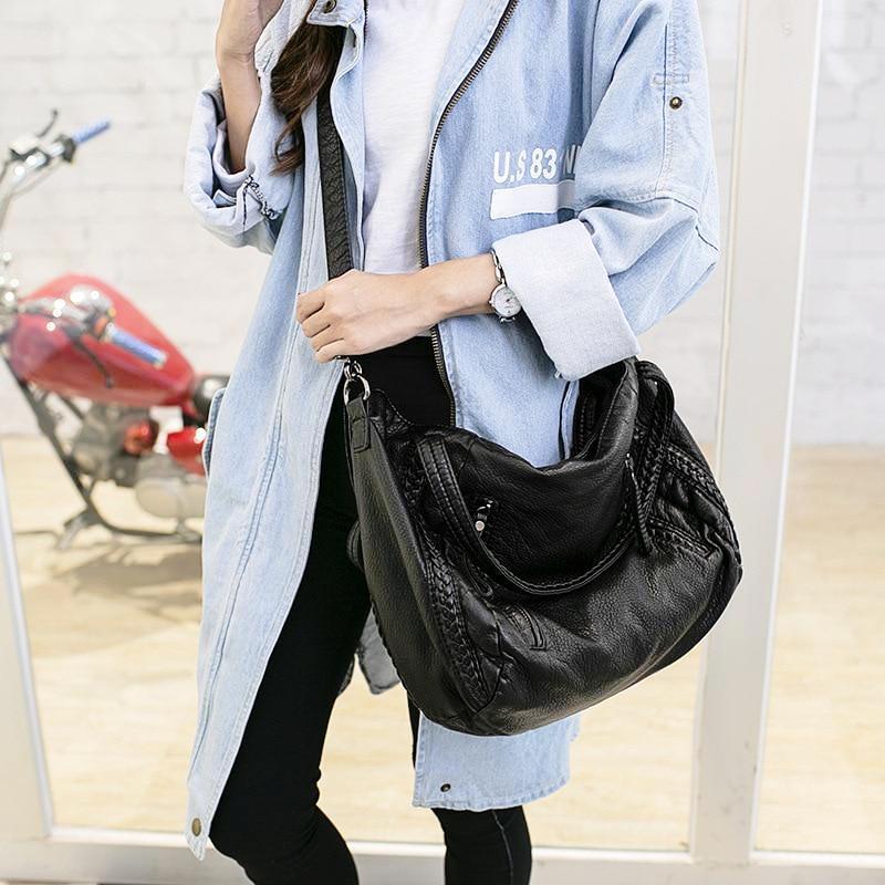Classic Black Genuine Leather Tote Bag