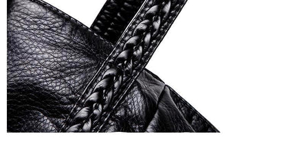 Classic Black Genuine Leather Tote Bag