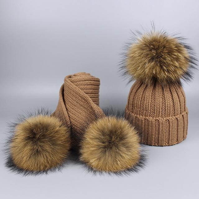 Cozy Faux Fur Beanie Scarf Set