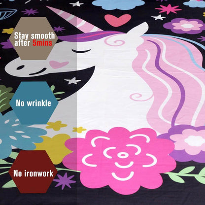 Colorful Unicorn Girls Bedding Set Soft Duvet Cover