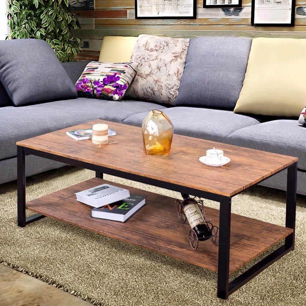 Stylish Iron Rectangular Living Room Coffee Table - Fesara