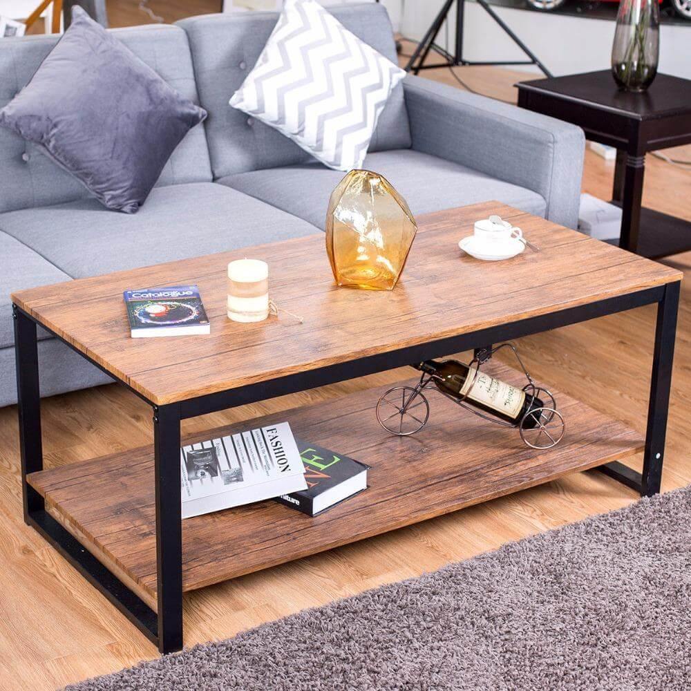 Stylish Iron Rectangular Living Room Coffee Table