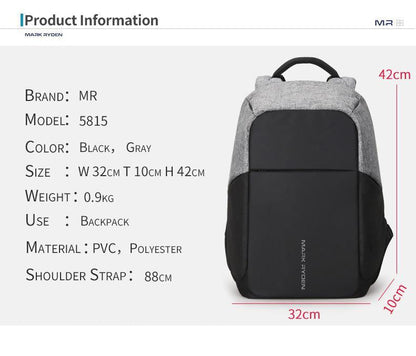 Secure Travel Laptop Backpack Bag