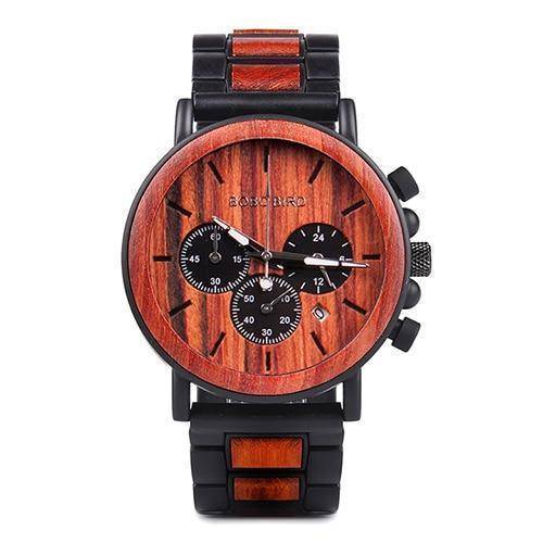 Brown Wooden Men's Stainless Steel Quartz Watch
