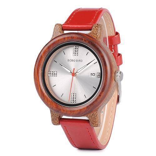 Stylish Wooden Ladies Watch with Date - Fesara