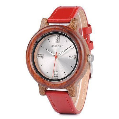 Stylish Wooden Ladies Watch with Date - Fesara