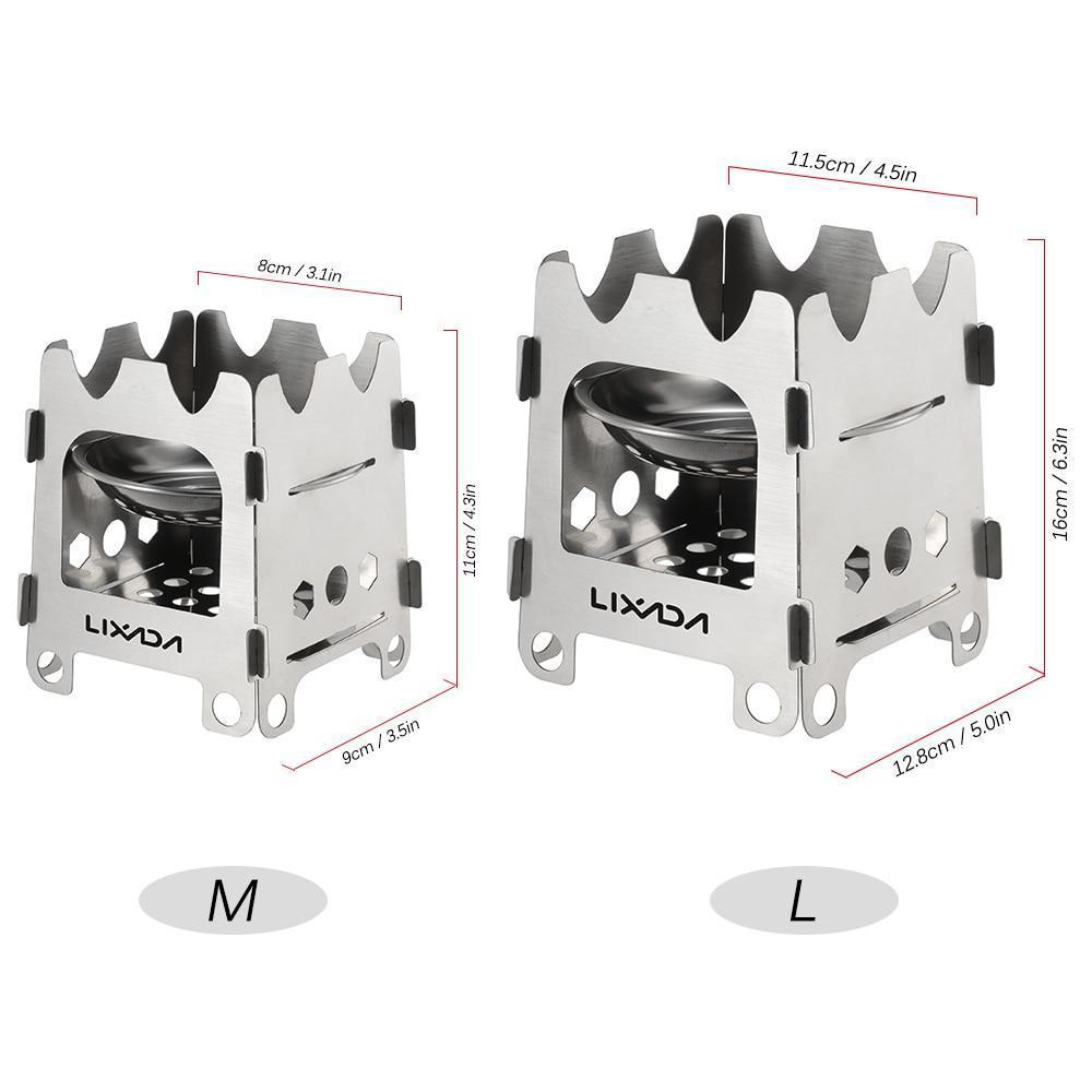 Portable Folding Camp Stove with Alcohol Burner Stainless Steel