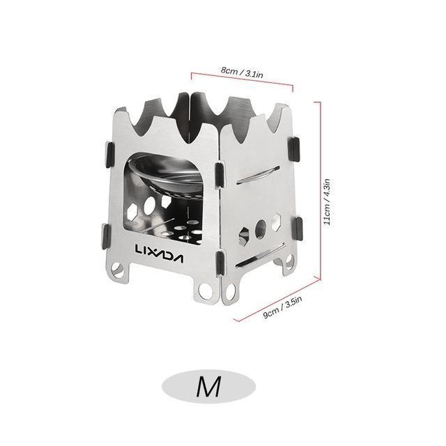 Portable Folding Camp Stove with Alcohol Burner Stainless Steel