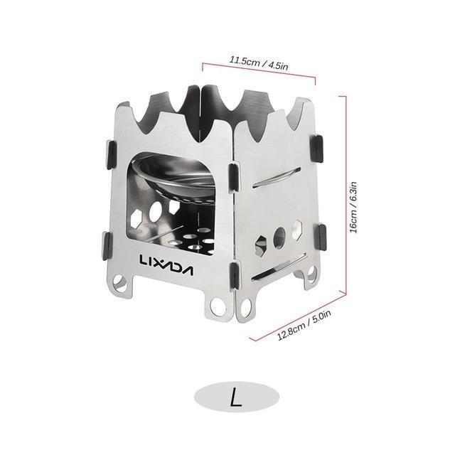 Portable Folding Camp Stove with Alcohol Burner Stainless Steel