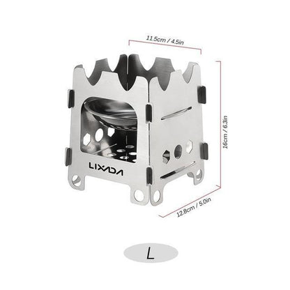 Portable Folding Camp Stove with Alcohol Burner Stainless Steel
