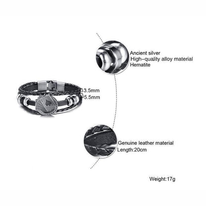 Vintage Style Leather Card Theme Men's Bracelet